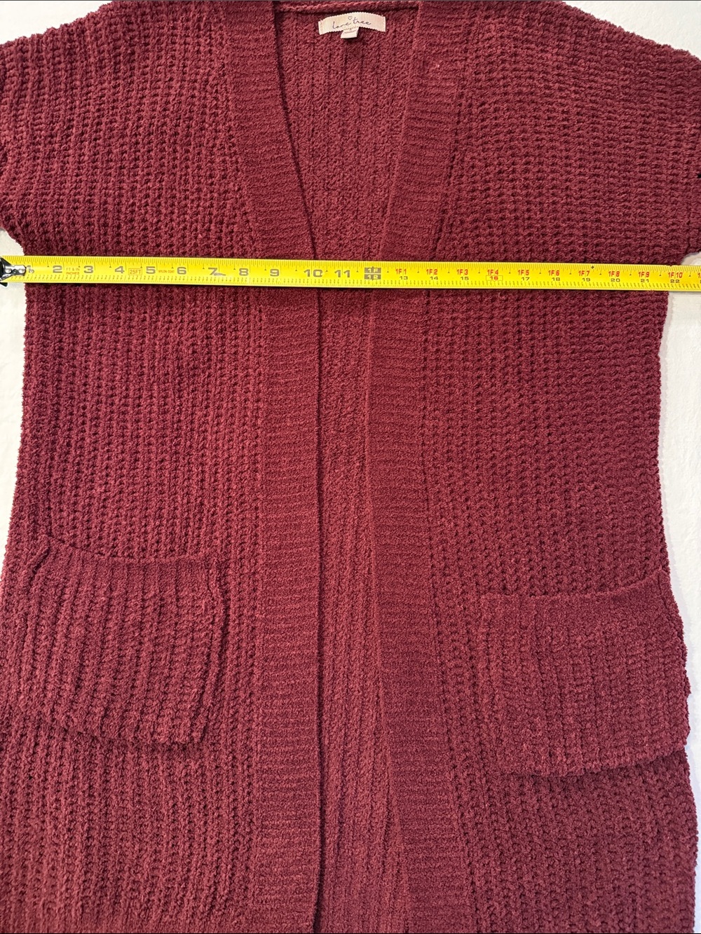 Love Tree Women's Open Front Chunky Knit Maroon Cardigan Size Small NWOT - Picture 8 of 11